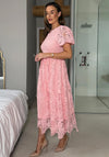 Girl In Mind Marguerite Puff Sleeve Midi Dress, Pink