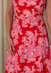 Girl In Mind Orla Square Neckline Floral Print Midi Dress, Pink Multi