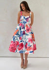 Girl In Mind Raisa Sweetheart Neck Midi Dress, Pink Multi