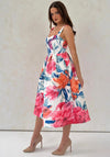 Girl In Mind Raisa Sweetheart Neck Midi Dress, Pink Multi