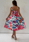 Girl In Mind Raisa Sweetheart Neck Midi Dress, Pink Multi