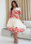 Girl in Mind Holland Floral Collar Midi Dress, Cream
