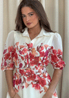 Girl in Mind Holland Floral Collar Midi Dress, Cream