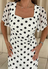 Girl In Mind Heidi Dot Burnout Ruched Dress, White