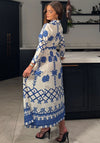 Girl in Mind Angela Floral Print Maxi Shirt Dress, Blue