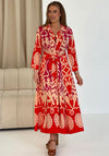 Girl in Mind Angela Abstract Print Maxi Shirt Dress, Red