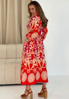 Girl in Mind Angela Abstract Print Maxi Shirt Dress, Red