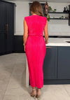 Girl in Mind Elena Plisse Midi Dress, Hot Pink