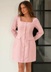 Girl in Mind Flora Tweed Long Sleeve Mini Dress, Pink