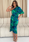 Girl in Mind Ira One Shoulder Floral Midi Dress, Green