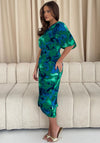 Girl in Mind Ira One Shoulder Floral Midi Dress, Green