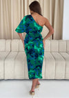 Girl in Mind Ira One Shoulder Floral Midi Dress, Green