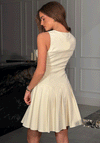 Girl in Mind Penelope Pleated Mini Dress, Cream