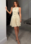 Girl in Mind Penelope Pleated Mini Dress, Cream