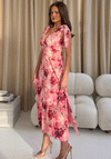 Girl in Mind Beverly Floral Tie Shoulder Midi Dress, Pink