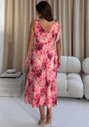 Girl in Mind Beverly Floral Tie Shoulder Midi Dress, Pink