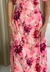 Girl in Mind Beverly Floral Tie Shoulder Midi Dress, Pink