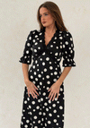 Girl in Mind Sharon Polka Dot V Neck Midi Dress, Black