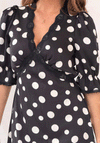 Girl in Mind Sharon Polka Dot V Neck Midi Dress, Black