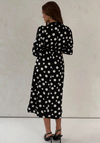 Girl in Mind Sharon Polka Dot V Neck Midi Dress, Black