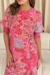 Girl in Mind Shayla Patchwork Midi Dress, Pink