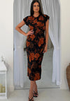 Girl in Mind Terri Ruched Waist Midi Dress, Orange