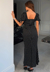 Girl In Mind Dove Polka Dot Ruched Detail Dress, Black
