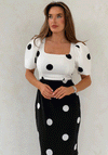 Girl in Mind Jennifer Contrast Spot Midi Dress, Black