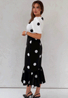 Girl in Mind Jennifer Contrast Spot Midi Dress, Black