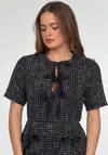 Girl in Mind Kenza Bow Tweed Mini Dress, Black