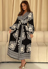 Girl in Mind Juno Printed Wrap Maxi Dress, Black