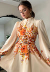 Girl in Mind Holland Border Print Mini Dress, Orange
