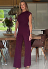 Girl in Mind Donna Asymmetric Neckline Jumpsuit, Wine