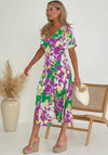 Girl in Mind Levi Angel Sleeve Split Leg Midi Dress, Purple