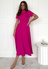 Girl in Mind Minta Bow Detail Short Sleeve Midi Dress, Pink