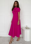 Girl in Mind Minta Bow Detail Short Sleeve Midi Dress, Pink