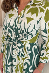 Girl In Mind Isabella Tie Front Shirt Midi Dress, Green