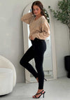 Girl in Mind Sia Pearl & Sequin V Neck Jumper, Camel
