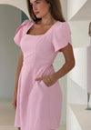 Girl in Mind Reeve Square Neck Mini Dress, Baby Pink