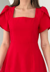 Girl in Mind Reeve Square Neck Mini Dress, Red