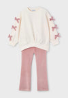 Mayoral Mini Girl Bow Sweater and Flare Legging Set, Pink