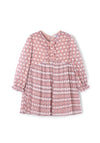 Mayoral Mini Girl Pleated Floral Long Sleeve Dress, Pink