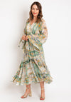 Goa Goa Kemper Tiered Midi Print Dress, Green
