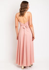 Goa Goa Carillon Satin Floral Slit Leg Maxi Dress, Peach