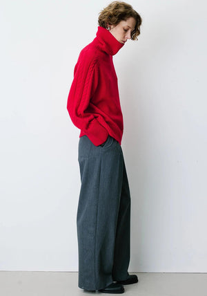Grace & Mila Bastille Oversized Turtleneck Jumper, Rouge Red