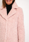 Green Goose Lapel Collar Long Teddy Coat, Blush Pink