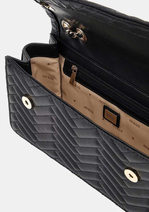 Guess Anning Quilted Chain Crossbody Bag, Black