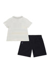 Guess Baby Boy Striped Tee and Short Set, White Multi