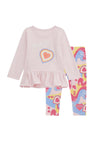 Guess Baby Girl Heart Top and Legging Set, Pink Multi