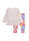Guess Baby Girl Heart Top and Legging Set, Pink Multi